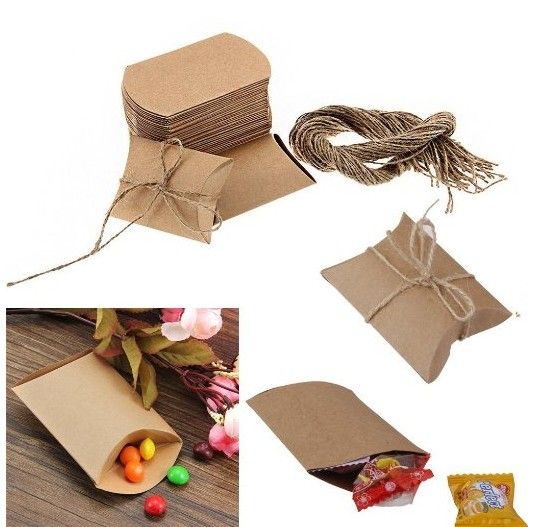 2019 Nice Quality Kraft Paper Pillow Favor Box Smart Box Wedding