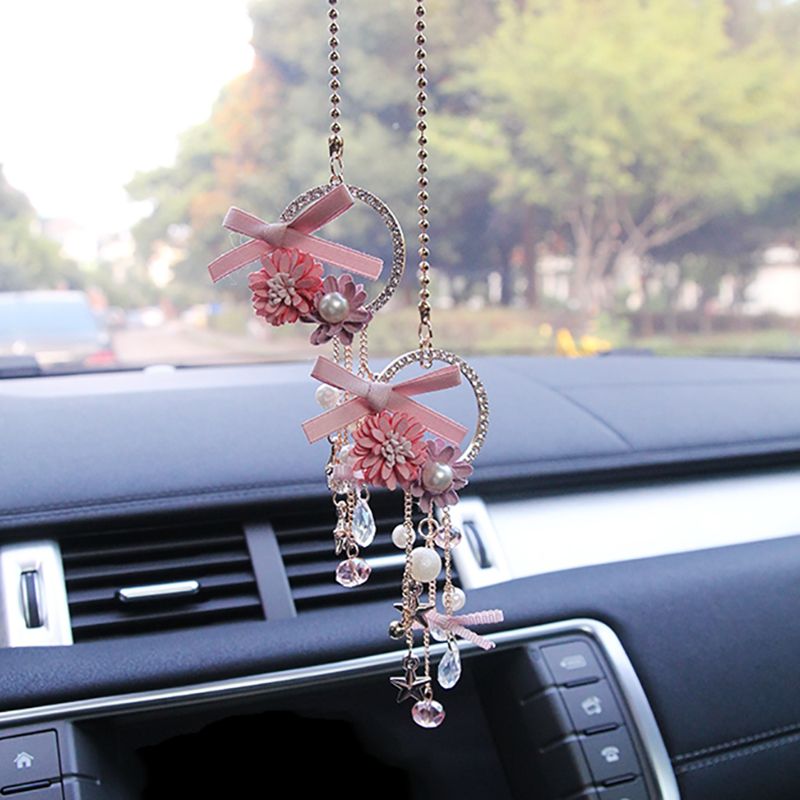 Bowknot Car Pendant Flower Decoration Hanging Ornaments Diamond - Best Car Mirror Hanging Accessories Bowknot Car Pendant Flower Decoration Hanging Ornaments Diamond - Best Car Mirror Hanging Accessories