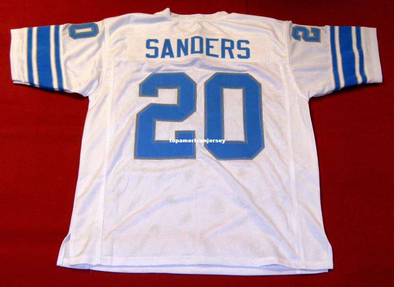 2019 Cheap Retro 20 BARRY SANDERS CUSTOM MITCHELL & NESS Jersey White