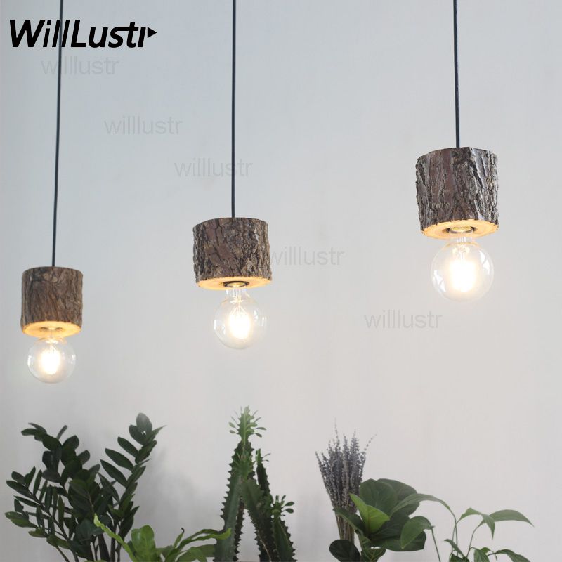 Willr Original Lumber Wood Pendant Lamp Restaurant Hotel Loft Willr Original Lumber Wood Pendant Lamp Restaurant Hotel Loft Office Dinning Room Natural Round Log Suspension Light Fixture Hand Blown Glass