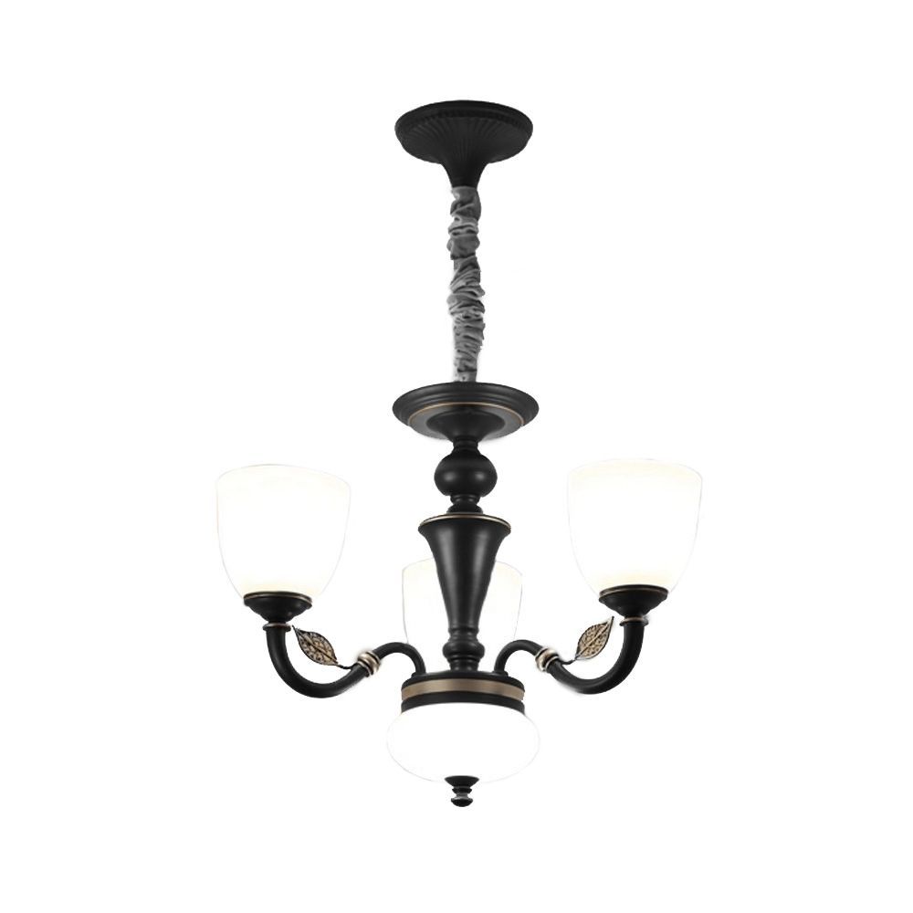 Oovov European Black Iron Dining Room Chandelier Restaurant Bedroom Study Glass Pendant Lighting Lamps E27