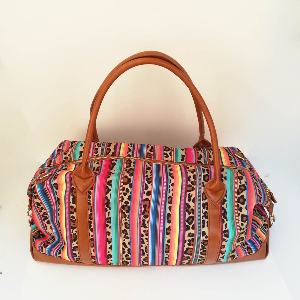 Serape Leopard Duffle Bag Wholesale Blanks Color Stripe Weekender Totes Canvas Travel Bag With ...