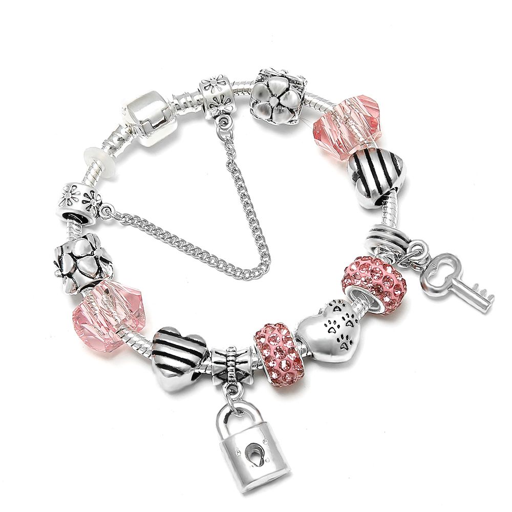 Spinner Romantic Love Diy Charm Bracelet Love Heart Key And Lock Brand Bracelet For Women Jewelry Christmas New Year s Gift Charms For Bracelets Cheap Charm