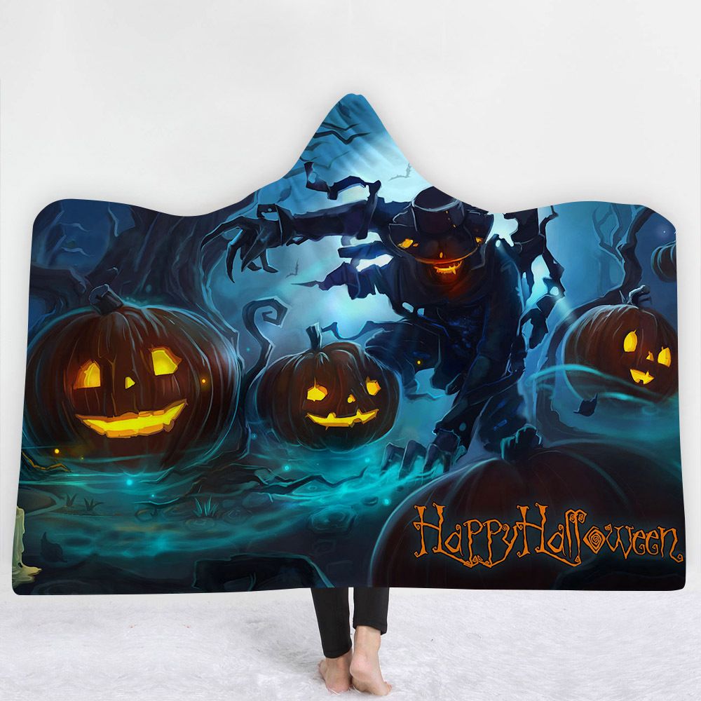 2018 New Halloween Blanket Nightmare Before Christmas Pumpkin Fleece Hooded Throw Blankets For Adults Kids Bed Sofa Plush Blankets Personalized Baby