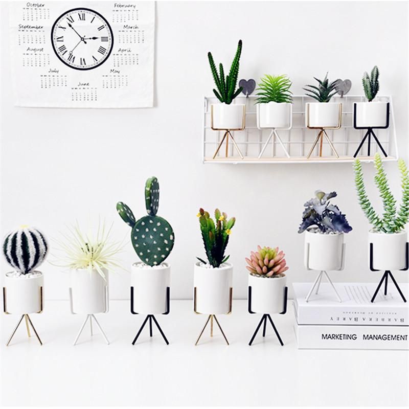 2018 Wrought Iron Frame Flowerpot Stand Ceramic Hydroponic 2018 Wrought Iron Frame Flowerpot Stand Ceramic Hydroponic Minimalism Flowerpots Green Planter Set Metal Style Fleshy Flower Pot 16qh Ff From Hehong1966