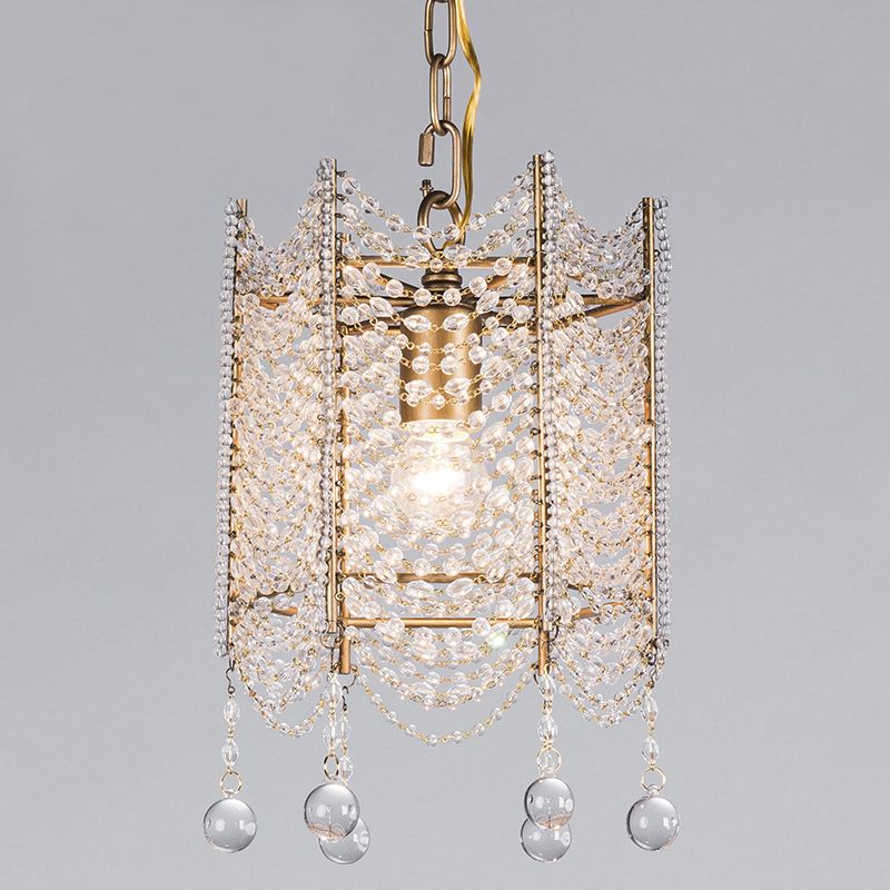 Mini Crystal Beaded Gold Chandelier Light Fixtures Retro Small Mini Crystal Beaded Gold Chandelier Light Fixtures Retro Small Fitting For Dining Room Hallway Passage Balcony Chandeliers Cool