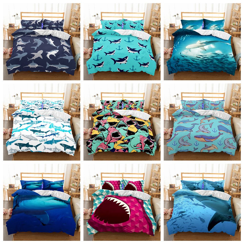 9styles Shark Cartoon Printed Kids Bedding Set Duvet Cover Quilt 9styles Shark Cartoon Printed Kids Bedding Set Duvet Cover Quilt Pillowcase Supplies Ffa680 Bedspread Sets Boys Queen Sheet From