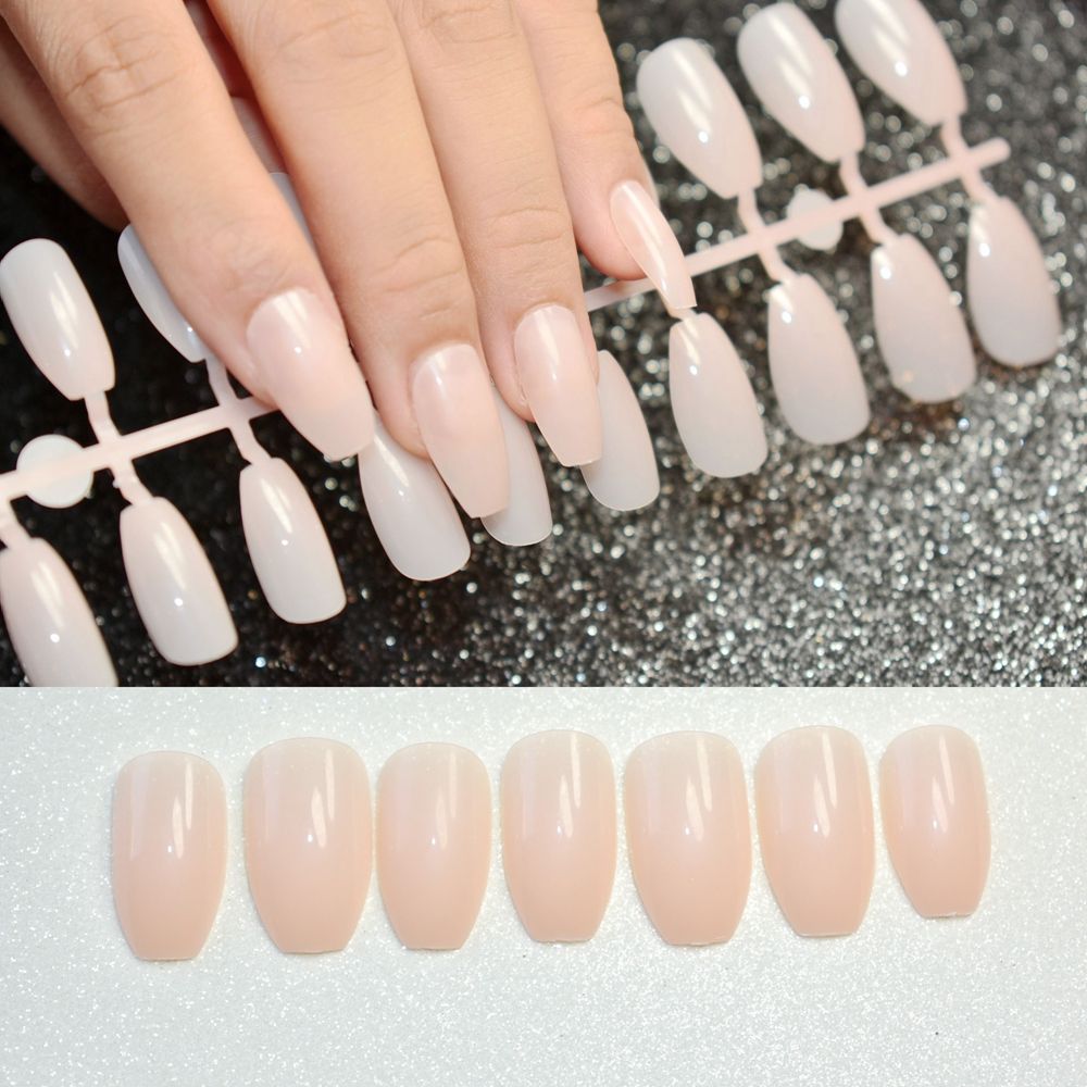 Pure Nature Acrylic Nail Tips Coffin Shape Design Flat Stiletto Fake Pure Nature Acrylic Nail Tips Coffin Shape Design Flat Stiletto Fake