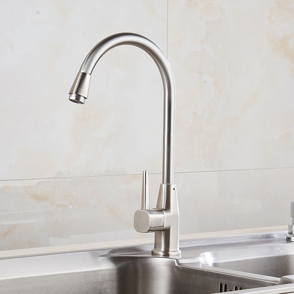Deck Mounted Brushed Nickel Kitchen Sink Faucet Single Hole Deck Mounted Brushed Nickel Kitchen Sink Faucet Single Hole Handle Swivel Sprayer Mixer Tap With 32 78 Piece On