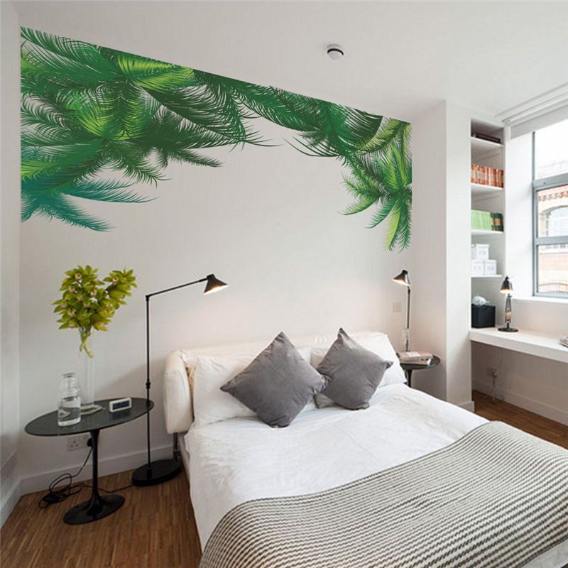 Palm Tree Green Leaf Wall Stickers Tv Background Living Room Decoration Plant Mural Art Diy Sitting Home Decals Pvc Posters