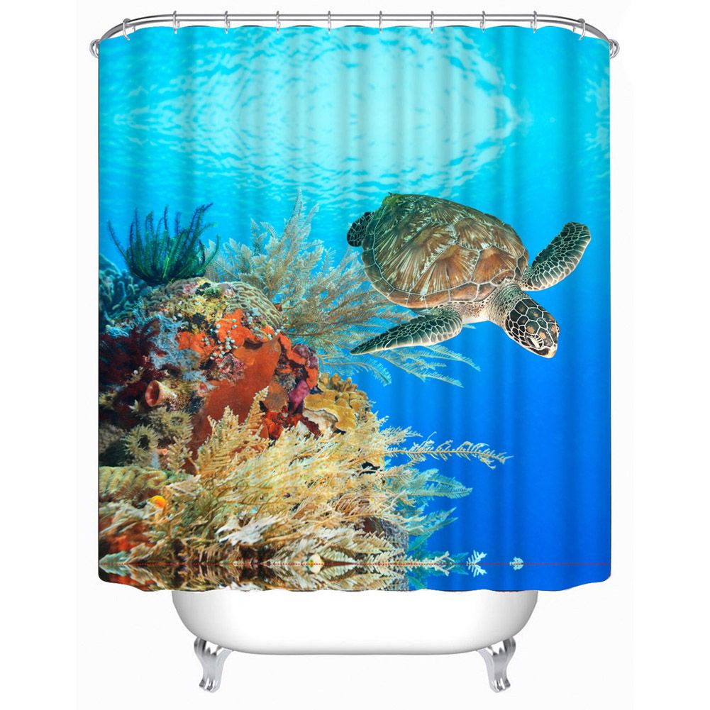 Polyester Waterproof Shower Bathroom Decor 3d Underwater World Polyester Waterproof Shower Bathroom Decor 3d Underwater World Turtle Curtain Bath Shade 180 180cm