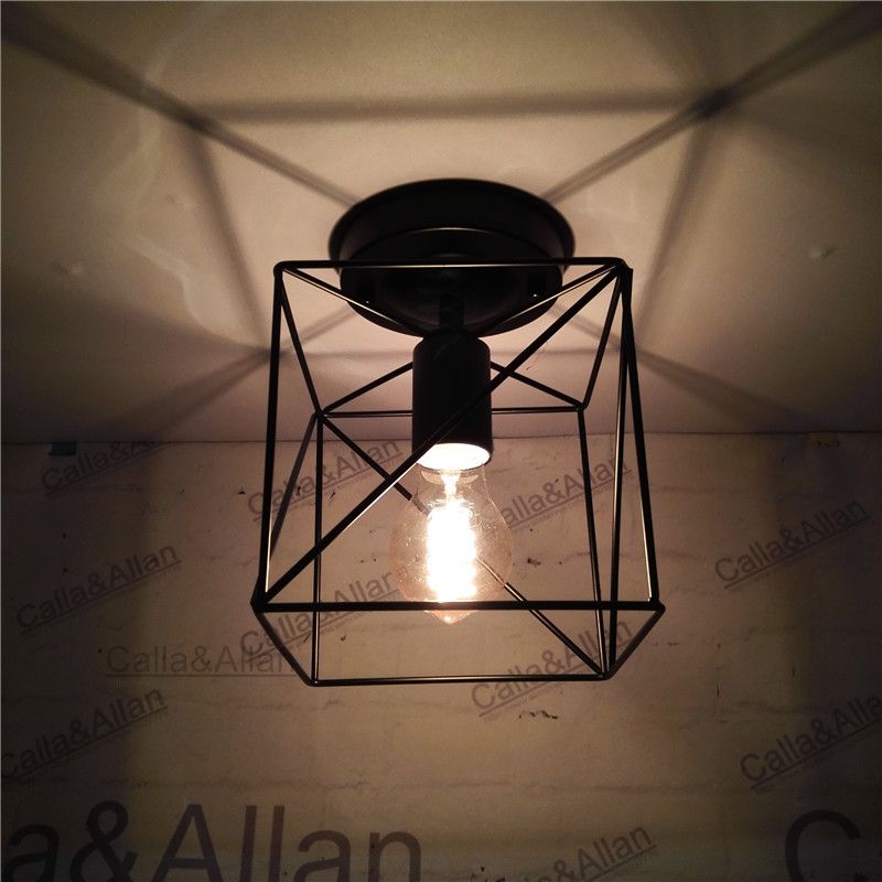 Iron Edison Vintage Lampshade Ceiling Light Fitting Lamp Guard Wire Iron Edison Vintage Lampshade Ceiling Light Fitting Lamp Guard Wire Cage Lighting Fixture Bar Cafes Decor