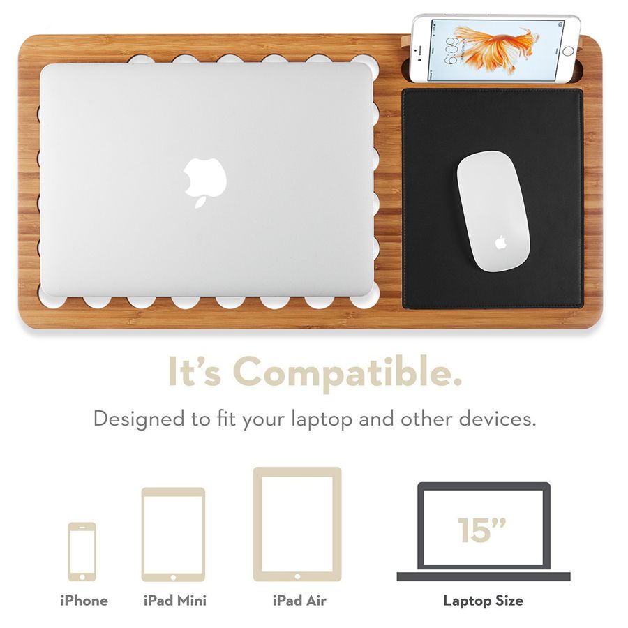 Premium Bamboo Lap Desk Laptop Stand Board Slate 13 Inch 15 For Macbook Notebook Computer Tablet Built In Mouse Pad