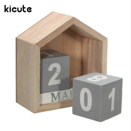 Kicute Fresh Design House Shape Perpetual Calendar Wood Desk Wooden Kicute Fresh Design House Shape Perpetual Calendar Wood Desk Wooden Block Home Office Supplies Decoration Artcraft Hanging Decor Gift Special Dates Planner