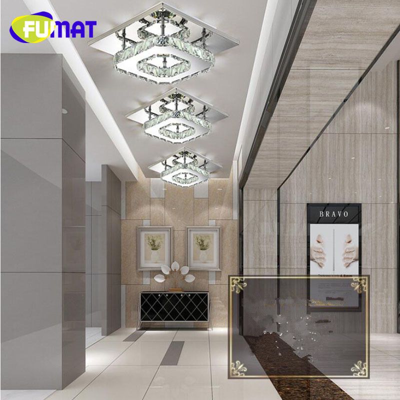FUMAT Carré Lustre En Cristal LED Moderne Plafonnier Luminarias Para Sala led lampes pour la maison couloir couloir balcon cuisine luminaires