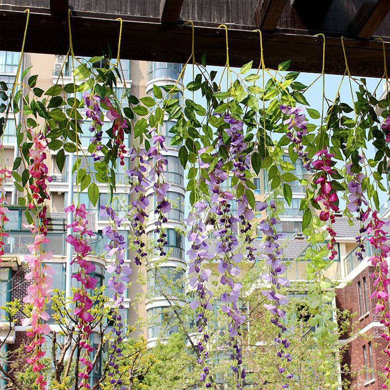 110 см искусственные цветы моделирование Глициния цветок романтический свадебные украшения 5 цветов тростника сад сушеные шелковые венки цветы
