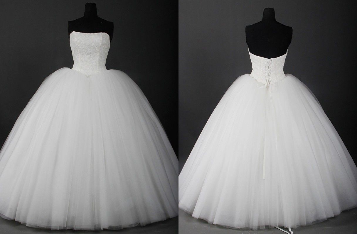 Simple Pas Cher Robe De Mariage Robe De Bal Bustier En Dentelle Corset Corset Retour Tulle Longueur Au Sol Designer Robes De Mariage Pas Cher Pour La