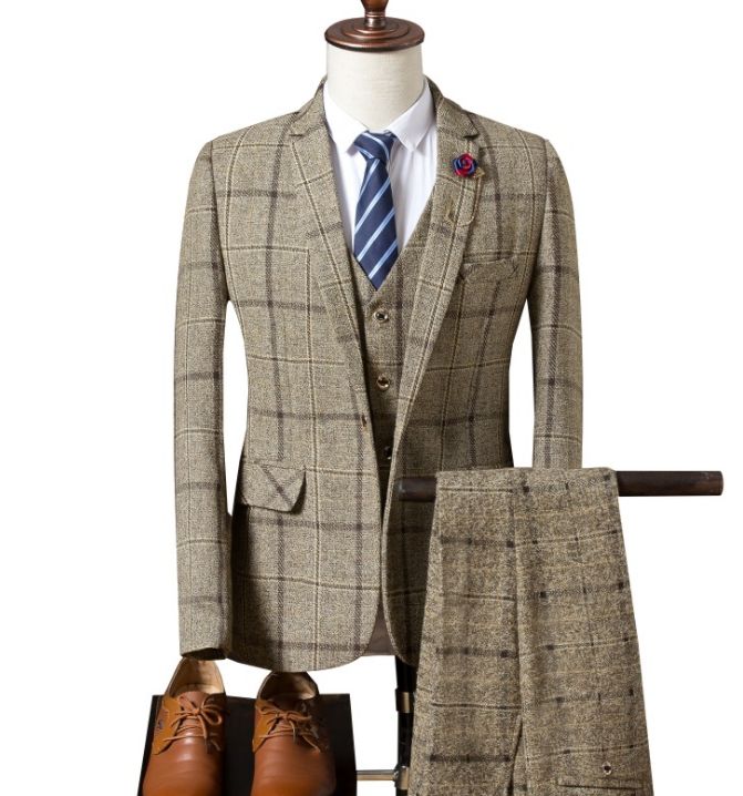 Compra Traje Azul Marino A Cuadros Trajes A Medida Para Hombres, Traje A  Cuadros Para Hombre Vestido De Esmoquin A Cuadros, Elegante Traje De  Negocios Con Traje A Cuadros Barato | Entrega