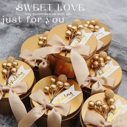 wedding candy box golden circle iron box tinplate bowl european personalized candy box