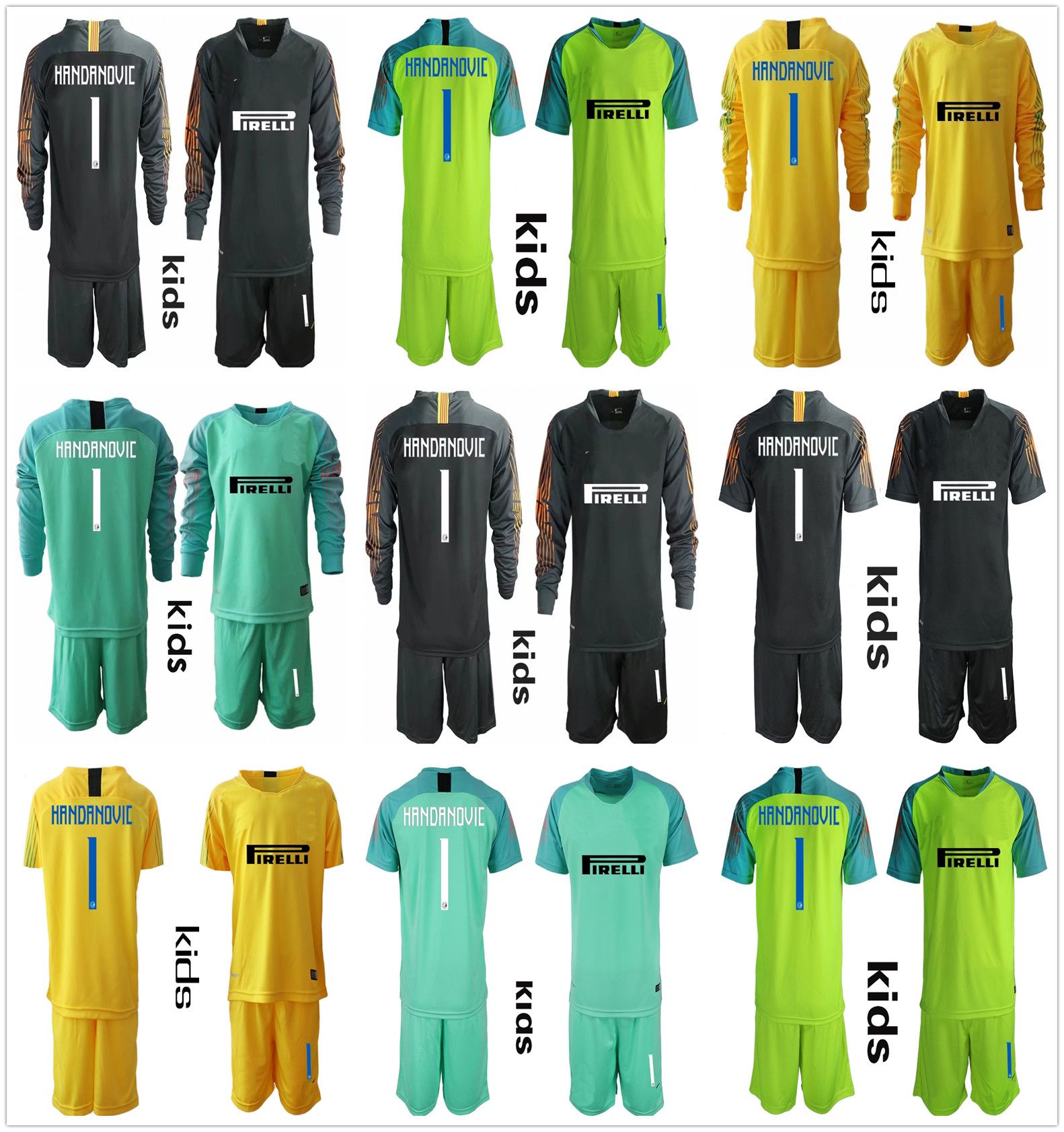 2019 2018 2019 Youth Kid Long Handanovic Goalkeeper Jerseys Kids Soccer