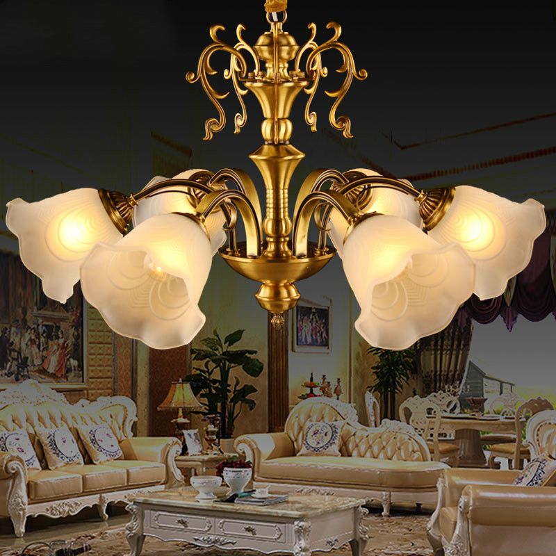 American Retro Classic Copper Chandelier European Lamp Living Room Dining Study Shade Downlight Ap4181143