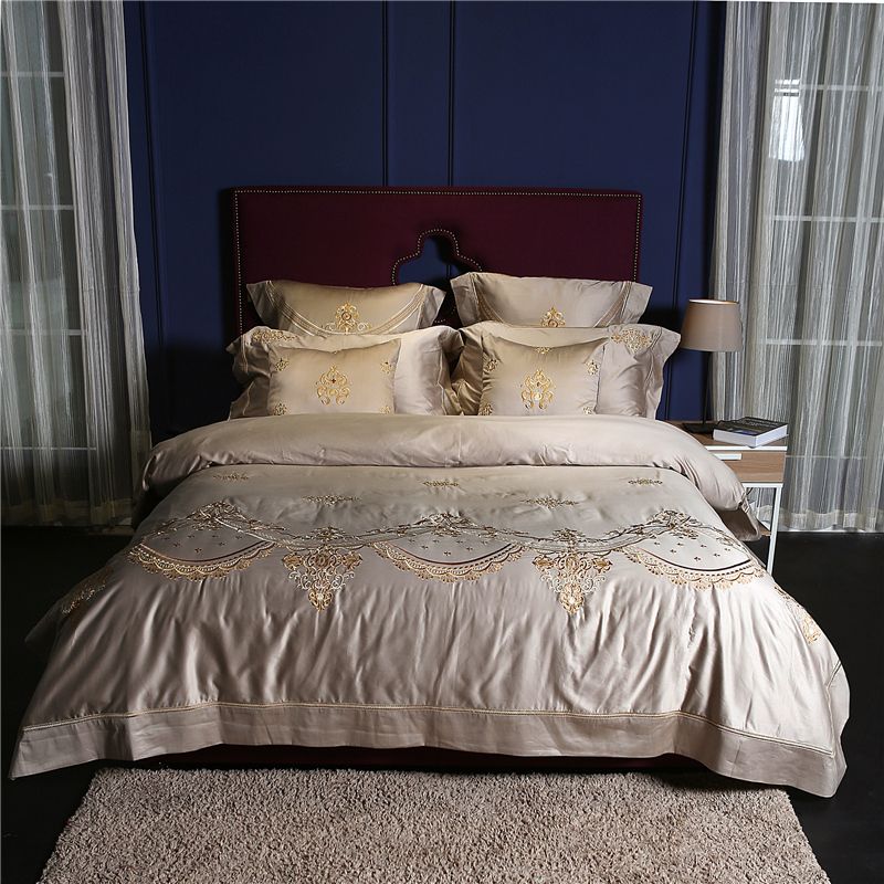 4 6 Luxury Pima Cotton Elegant Palace Bedding Set Embroidery Duvet 4 6 Luxury Pima Cotton Elegant Palace Bedding Set Embroidery Duvet Cover Bed Sheet Pillowcases Queen King Size Covers Full Comforters From