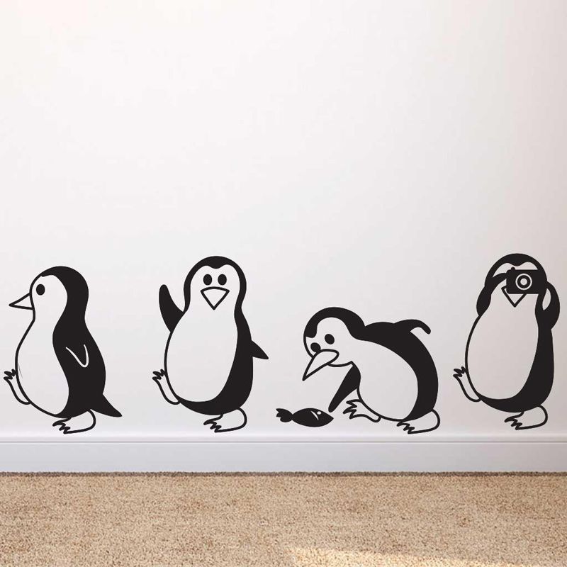cute little penguin wall sticker home decor children's room living