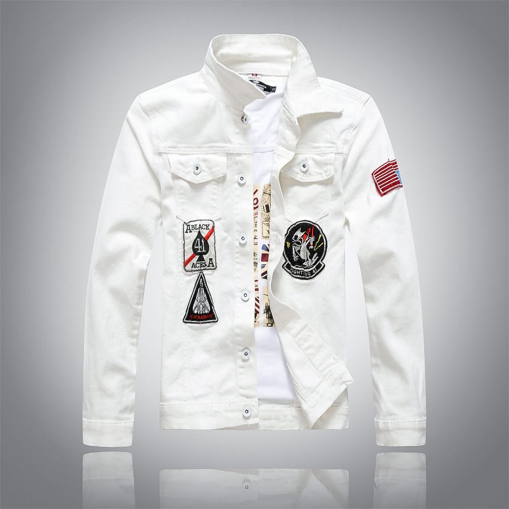 Spring New Men Denim Jacket White Fashion Jeans Jackets Casual