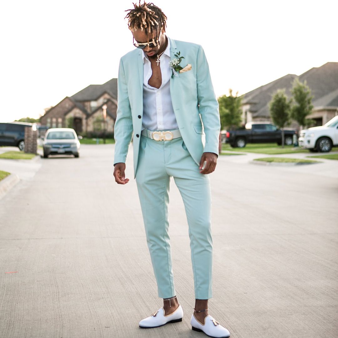 mint green trousers mens