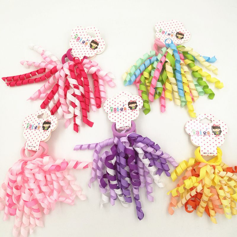 Colorful Curly Ribbon Hair Ties For Girls Women Cute Hair Rubber
