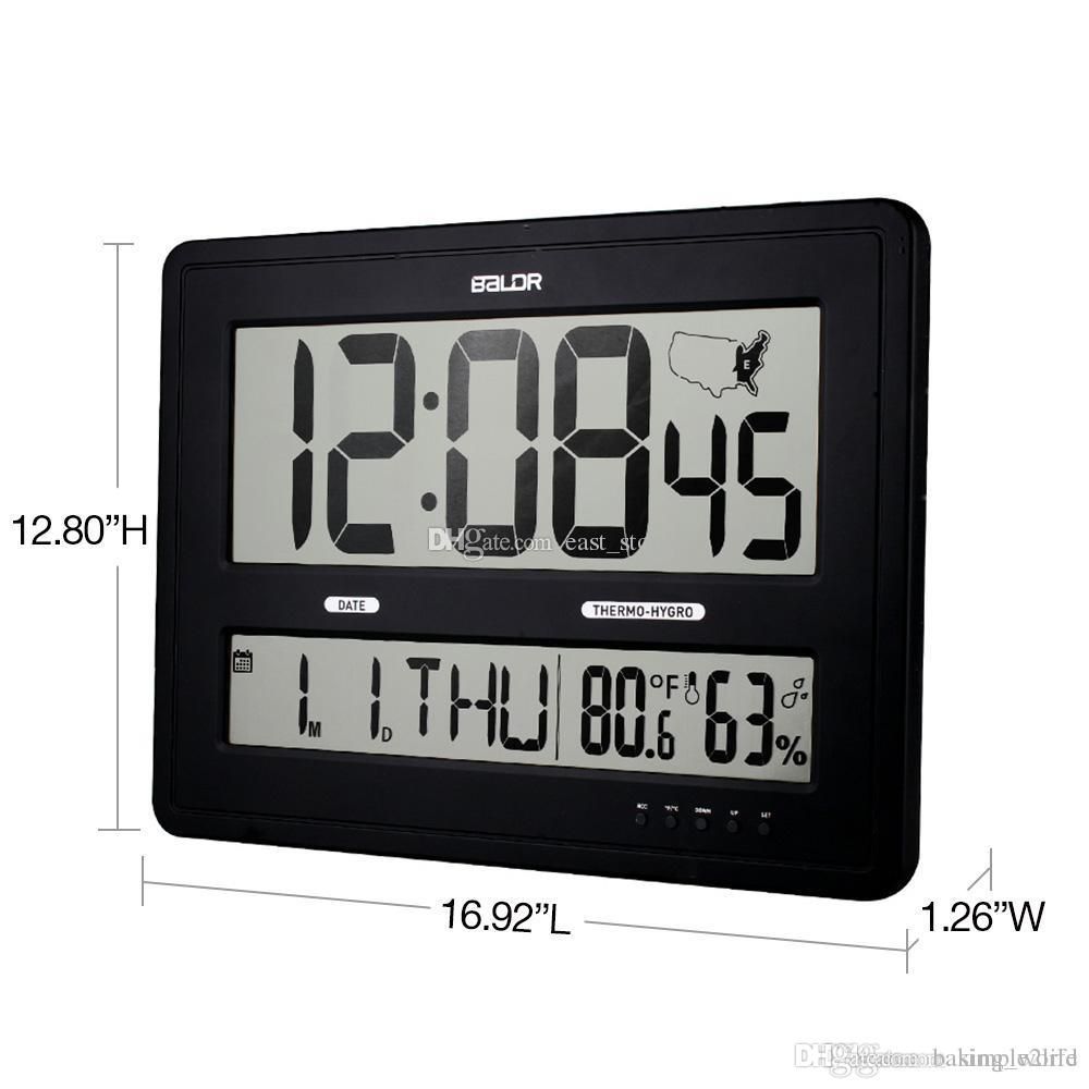 Baldr Jumbo Digital Wall Clocks With Big Time Display Zone Map Calendar Function Temperature And Humidity