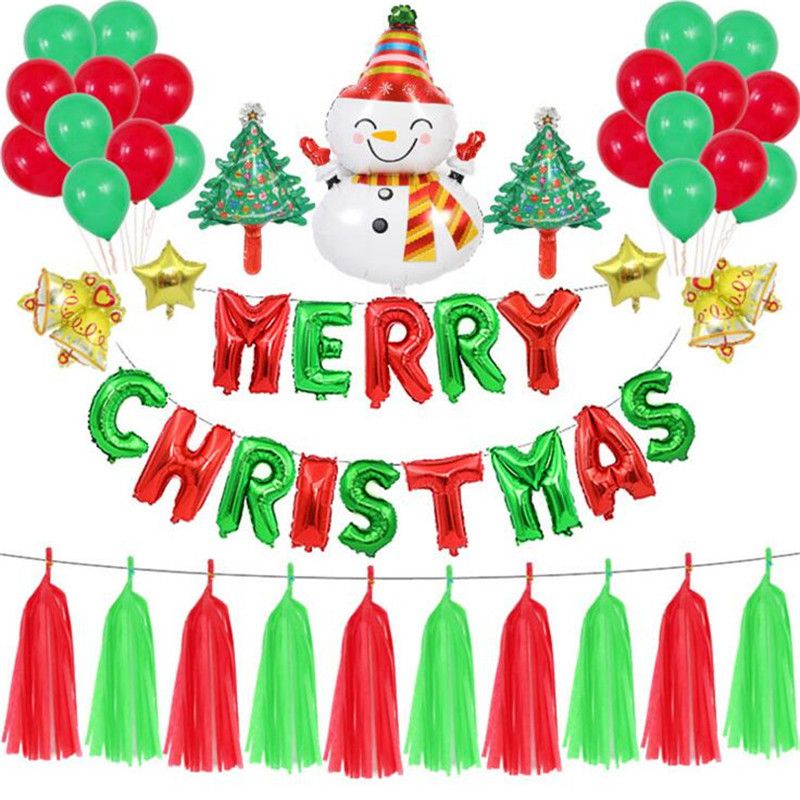 christmas party decorations foil balloon flag banner christmas tree