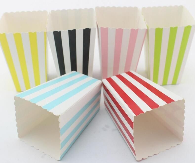 Party Mini gros papier Popcorn Boîtes / sanck Sacs de fête d'anniversaire de mariage Favor Film Supplies 7 couleurs