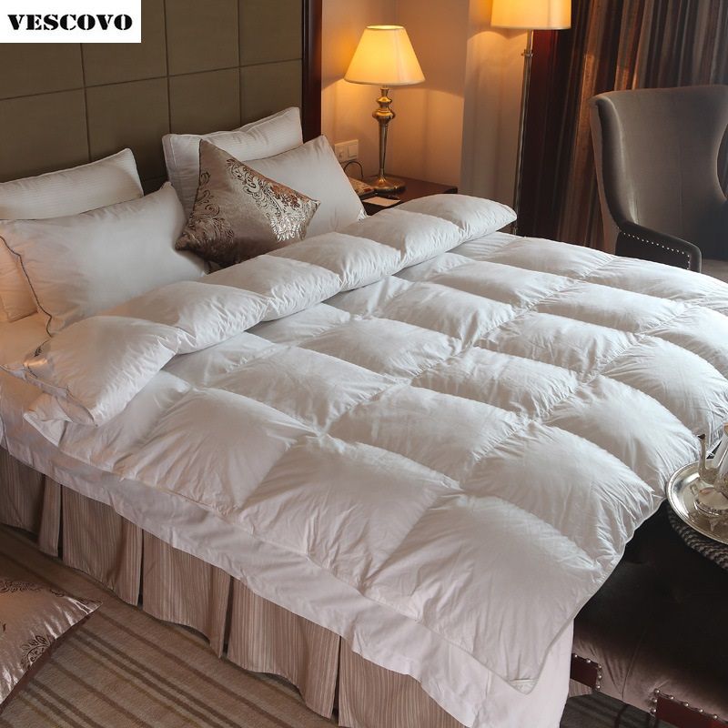 100 White Duck Goose Down Winter Quilt Comforter Blanket Duvet 100 White Duck Goose Down Winter Quilt Comforter Blanket Duvet Filling With Cotton Cover Twin Queen King Size Blankets