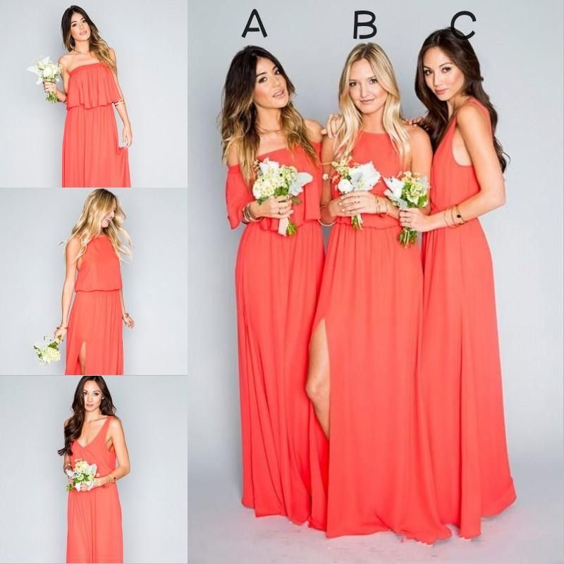 dark coral bridesmaid dresses