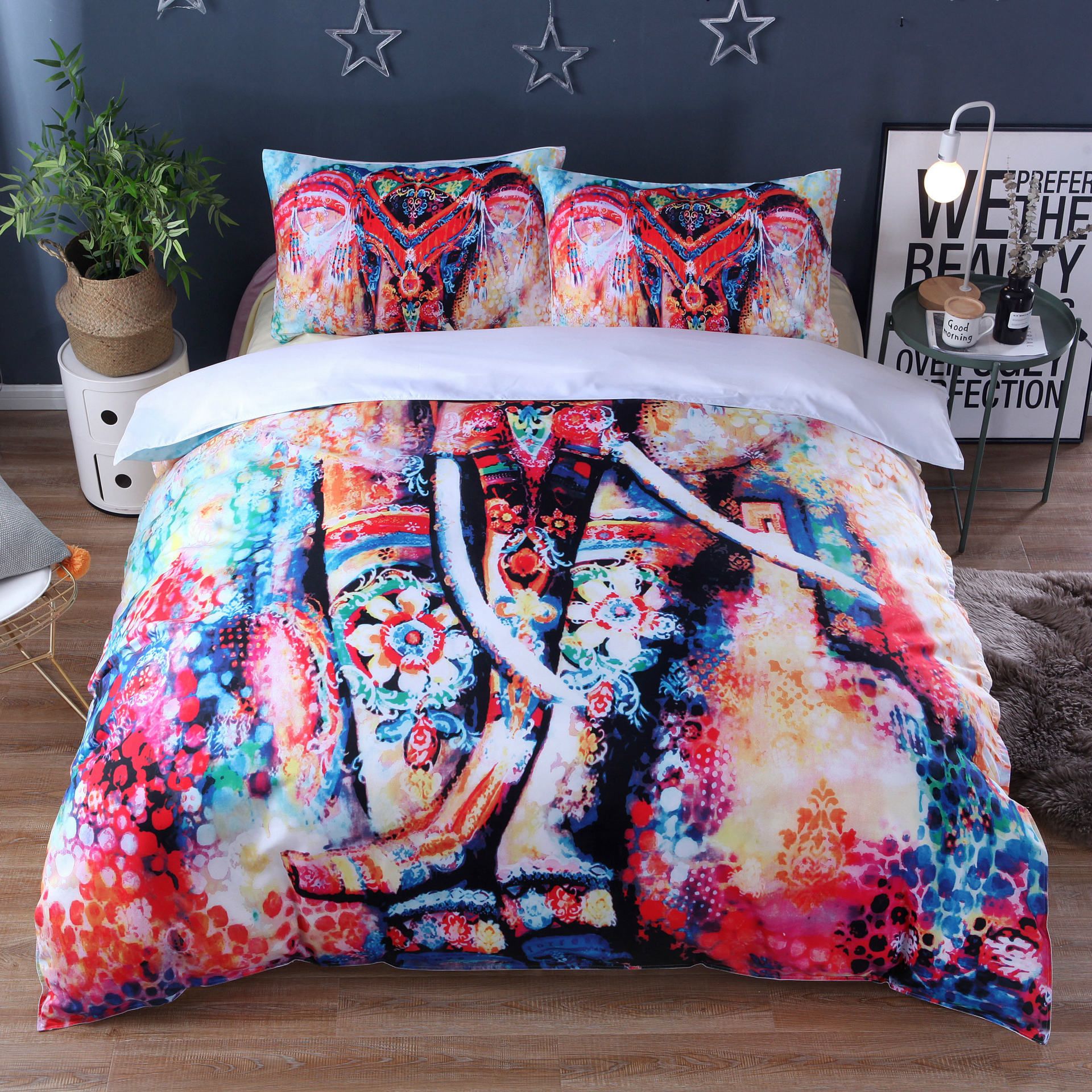 2 Ethnic Elephant Bedding Set Bohemian Printed Duvet Cover And 2 Ethnic Elephant Bedding Set Bohemian Printed Duvet Cover And Pillow Sham Mandala Bedclothes Bed Linen Twin Queen Luxury Comforter Sets