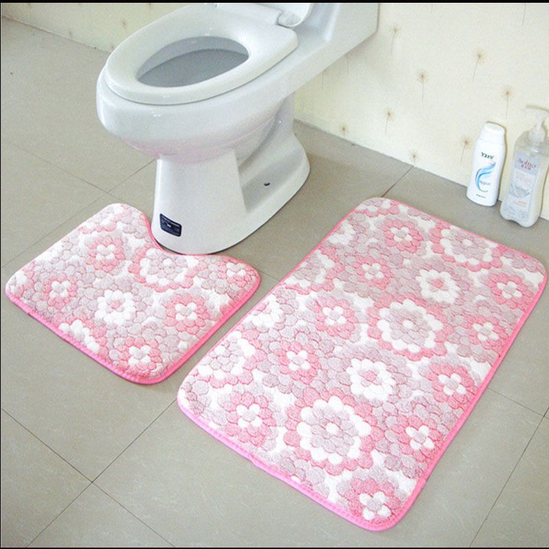 Anti Slip Bathroom Mat Set Coral Fleece Floor Bath Mats Washable Anti Slip Bathroom Mat Set Coral Fleece Floor Bath Mats Washable Toilet Rugs