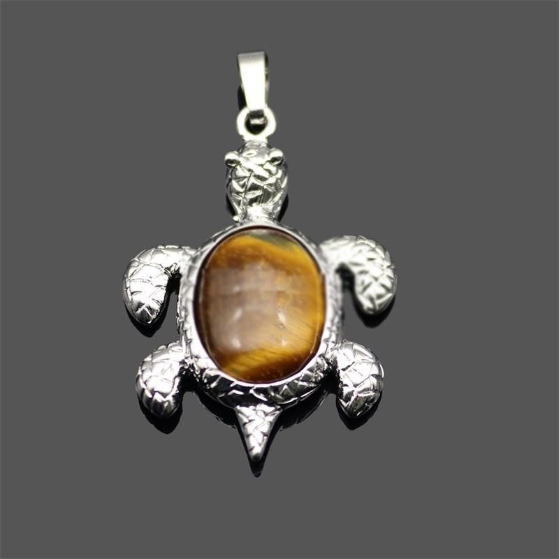 New Natural Stone Pendant Gemstone Sea Turtle Charms Tortoise Pendant DIY Necklace For Women Men Jewelry