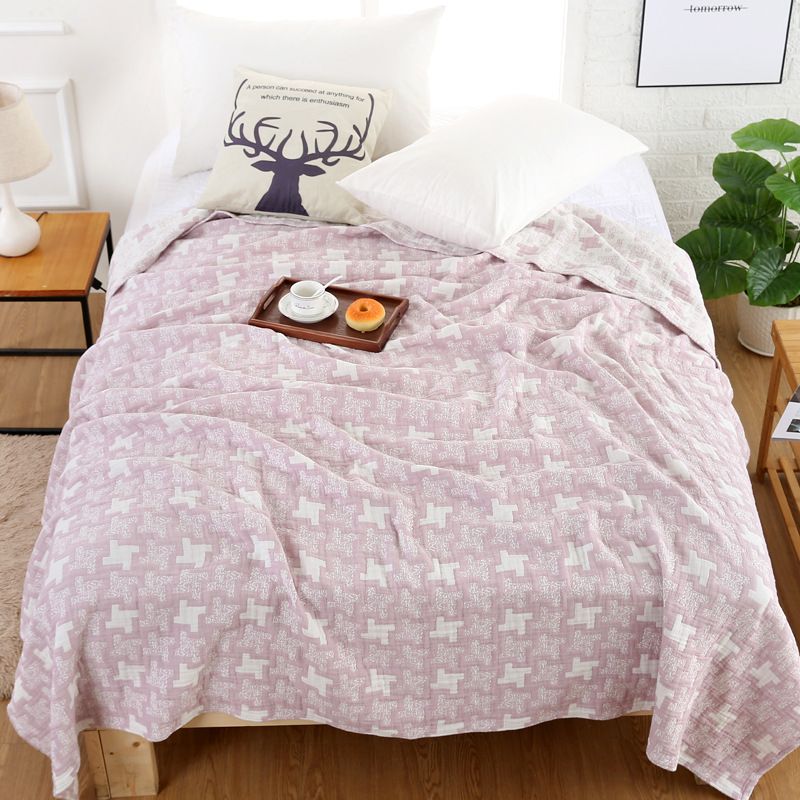 Terry 100 Cotton Soft Throw Blanket Japan Style King Size Terry 100 Cotton Soft Throw Blanket Japan Style King Size Pink Gray Pattern Jacquard Summer Towel Blankets On The Bed Bright Blue Royal