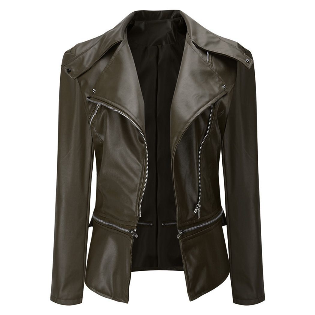 Women Faux Pu Leather Jacket Er Coat Motorcycle Biker Zipper Jackets 2018 Autumn Winter Lady Outwear Outfit Coats Plus Size
