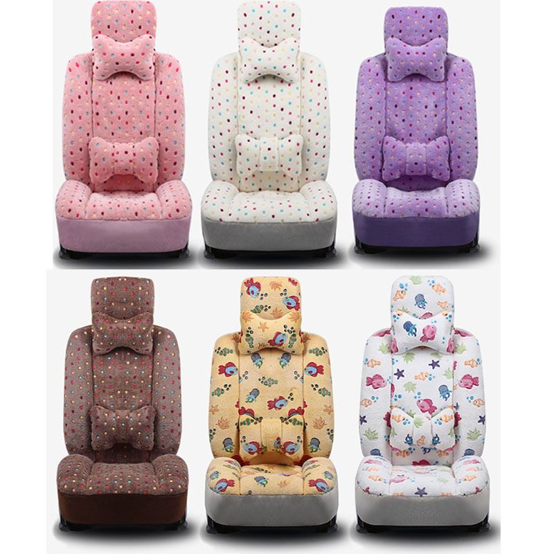 Warm Plush Car Seat Covers Quality Baby Cute Auto Cushion Universal Fit Sedan Front Rear Protector Full Set