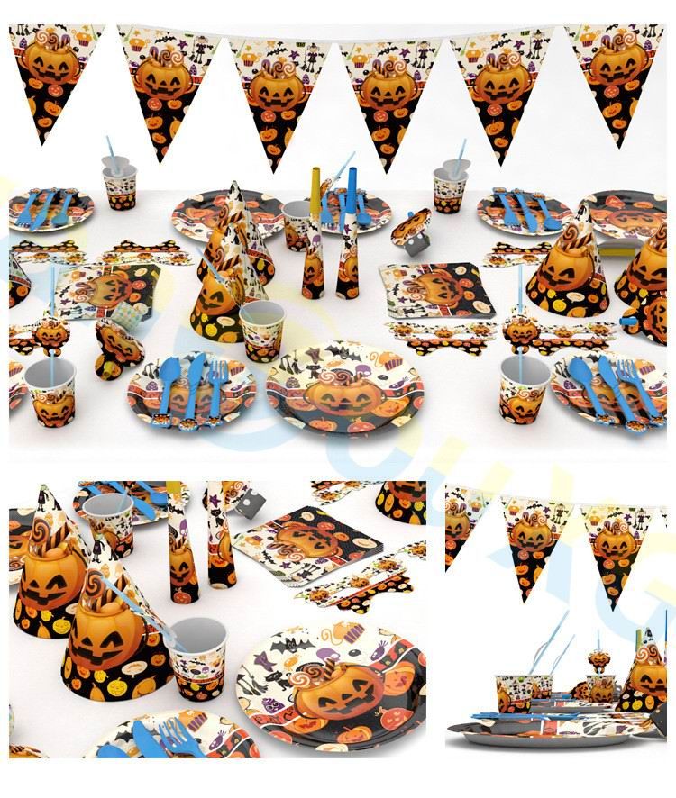 Acquista Halloween Festa Della Decorazione Festival Festa Casa Puntelli Creativi Forniture Zucca Tavolo Fantasma Decorazioni Set Di Posate Usa E Getta A