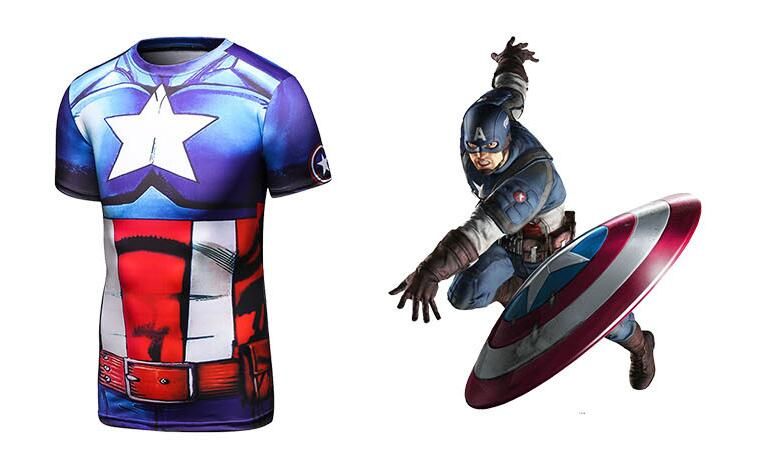 3D T-Shirt Captain America  print Compression Slim fit Men's Sweatshirt 