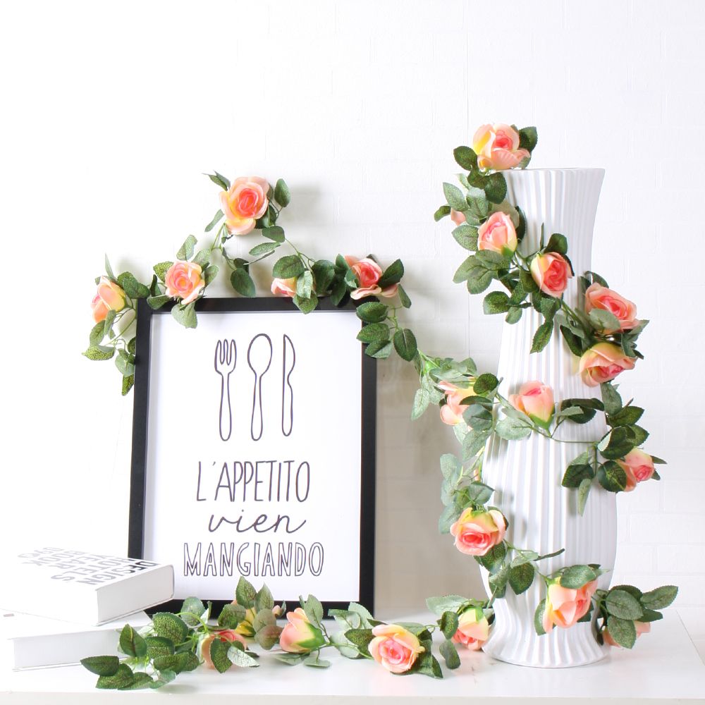 2018 Wedding Decorations Artificial Flowers Silk Rose Fake Flower 2018 Wedding Decorations Artificial Flowers Silk Rose Fake Flower Vine Diy Hanging Garland Backdrop Wall Decor Rattan Wreath From