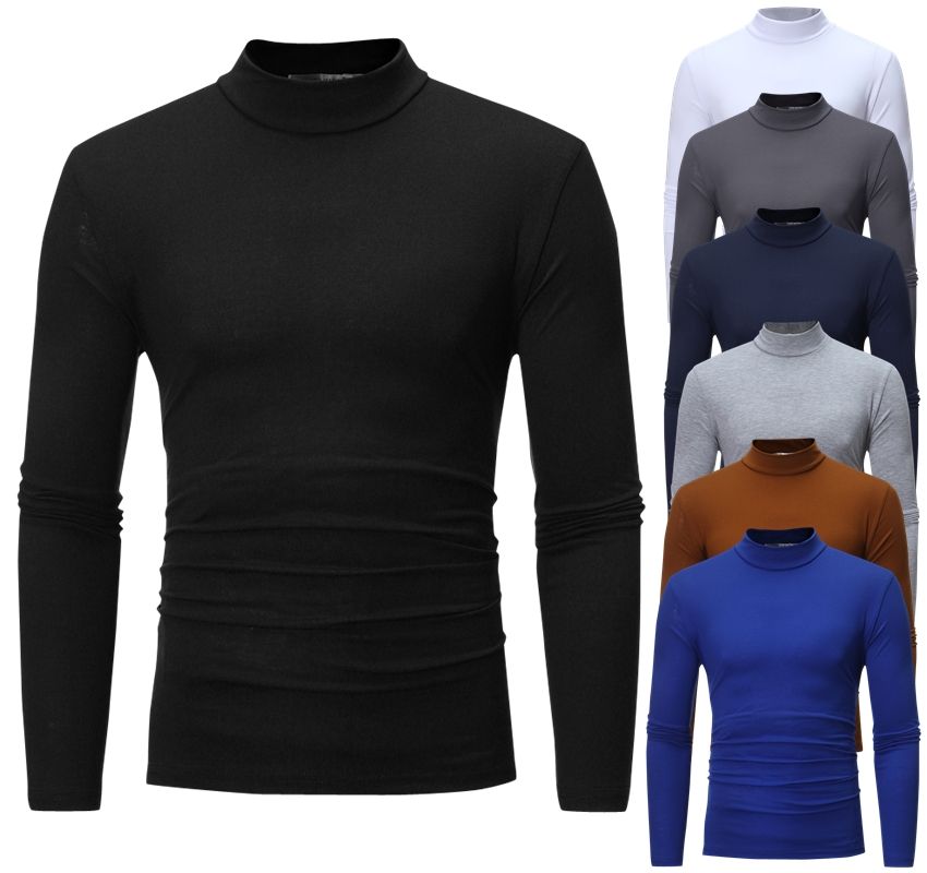 Grosshandel Aussenhandel Fruhjahr Und Herbst Hoher Kragen T Shirt Herren Slim Langarm T Shirt Manner Einfarbig Casual Hemd Von Cdl9401 11 31 Auf De Dhgate Com Dhgate