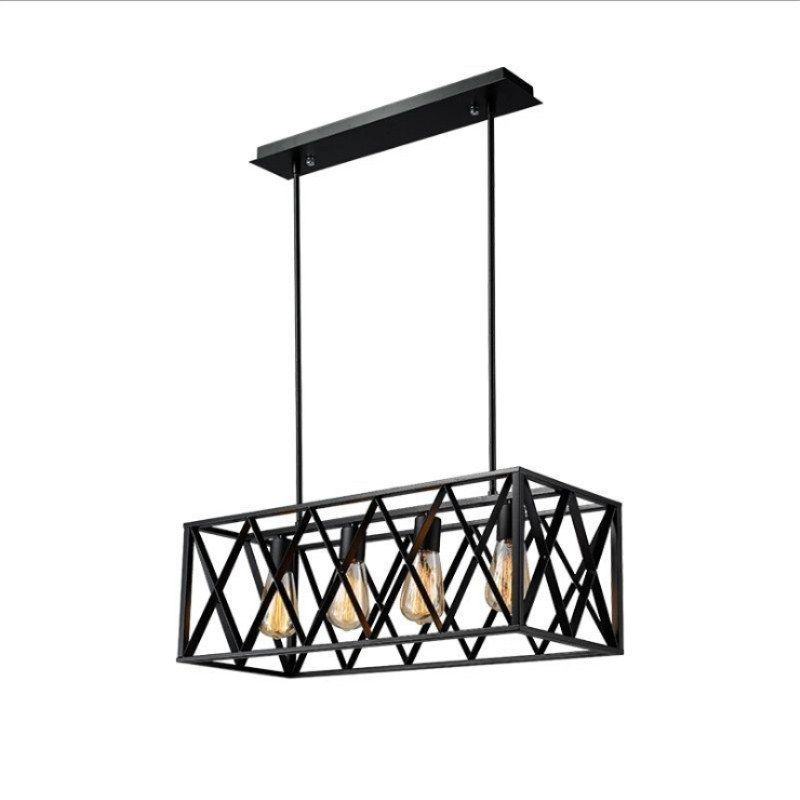 Vintage Industrial 6 Lights Edison Retro Rustic Wrought Iron Black Vintage Industrial 6 Lights Edison Retro Rustic Wrought Iron Black Chandelier Rectangle Island Light Fixtures For Kitchen Bar Living Room Pendant Lighting