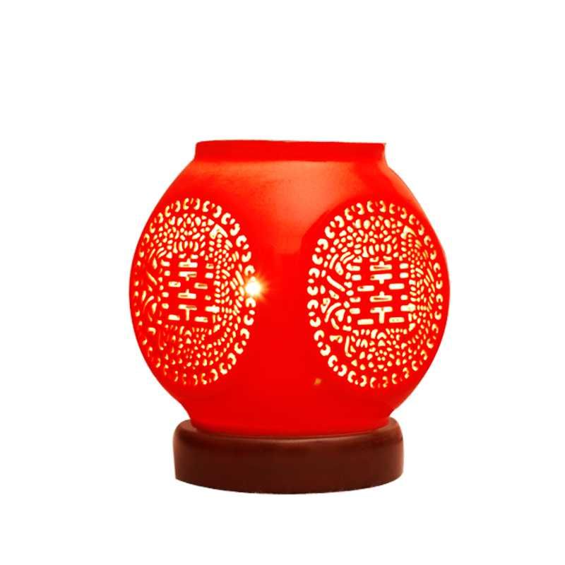 Red Wedding Table Lamp Ceramic Decorative Bedroom Desk Romantic Red Wedding Table Lamp Ceramic Decorative Bedroom Desk Romantic Retro Room Ever Burning Lamps Gifts Za419529 Led