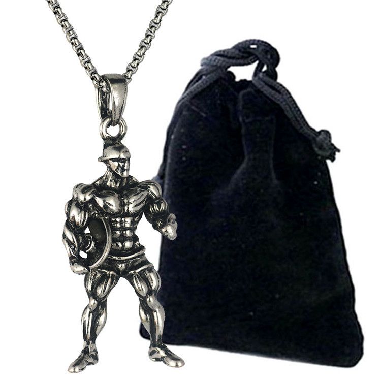 Mens Sports Fitness Series Necklace Stainless Steel Chain Fitness Muscle Men Necklace Europe And