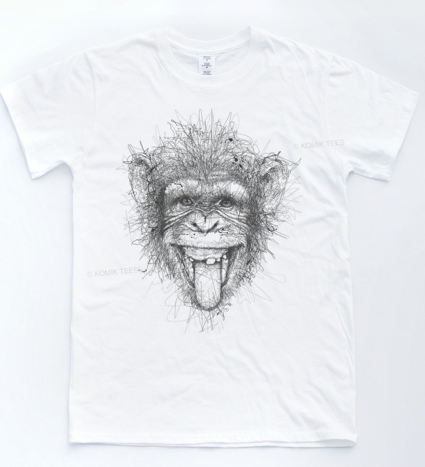 Monkey sketch t shirt drawn art indie tee animal chimp funny portrait pencil top long sleeve shirt t shirts design from tshirtemperor23 11 17 dhgate com