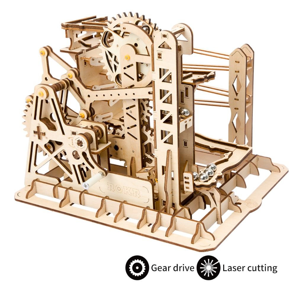 Robotime Diy Lift Coaster Magic Creative Marble Run Game Wooden Model Building Kits Assembly Toy Gift For Children Lg503